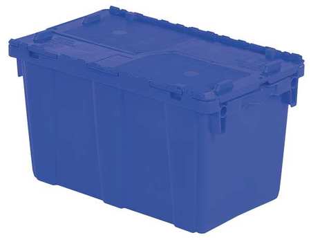 ORBIS Blue Attached Lid Container, Plastic, Metal Hinge, 11.96 gal Volume Capacity FP151 Blue