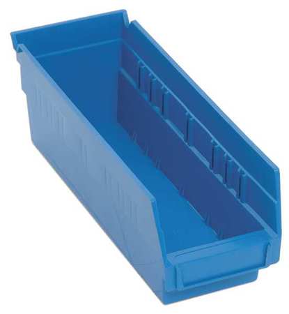 Quantum Storage Systems 50 lb Shelf Storage Bin, Polypropylene, 4 1/8 in W, 4 in H, 11 5/8 in L, Blue QSB101BL