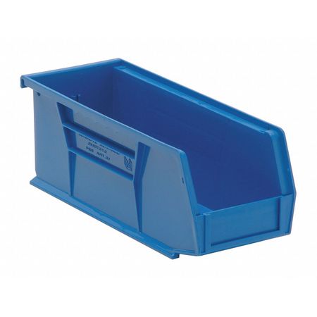 QUANTUM STORAGE SYSTEMS 30 lb Hang & Stack Storage Bin, Polypropylene, 4 1/8 in W, 4 in H, 10 7/8 in L, Blue QUS224BL