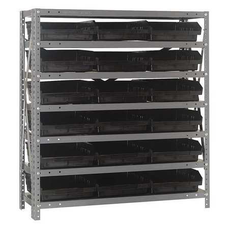 QUANTUM STORAGE SYSTEMS Steel Bin Shelving, 36 in W x 39 in H x 18 in D, 7 Shelves, Black 1839-110BK