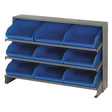 QUANTUM STORAGE SYSTEMS Steel Bench Pick Rack, 36 in W x 21 in H x 12 in D, 3 Shelves, Blue QPRHA-109BL