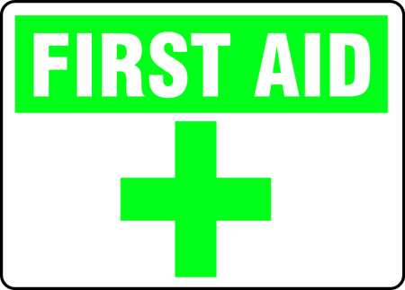 ACCUFORM First Aid Sign, 7X10", GRN/WHT, AL, ENG, MFSD923VA MFSD923VA