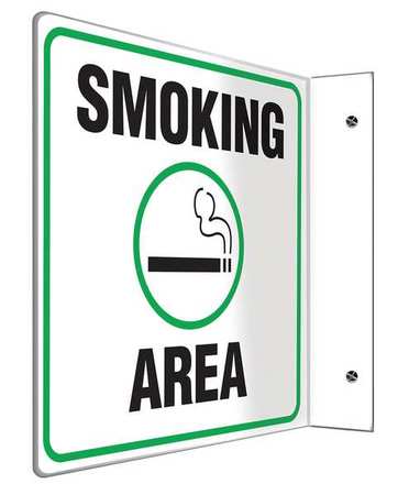 ACCUFORM Designated Smoking Area Sign, 8 in Height, 8 in Width, Plastic, L-Shaped, English PSP495