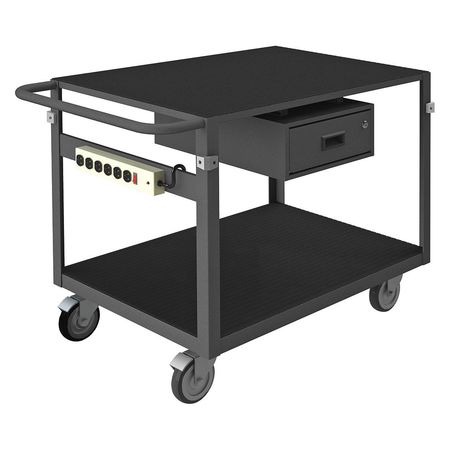 Zoro Select Instrument Cart with Flush Metal Shelves, Steel, Flat, 2 Shelves, 1,000 lb IC2436311DRPS4SW5PO95