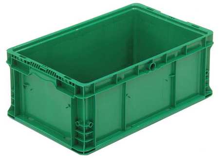 Orbis Straight Wall Container, Green, Plastic, 24 in L, 15 in W, 9 1/2 in H, 1.42 cu ft Volume Capacity NSO2415-9 Med Green