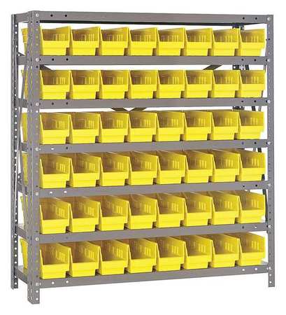 QUANTUM STORAGE SYSTEMS Steel Bin Shelving, 36 in W x 39 in H x 18 in D, 7 Shelves, Yellow 1839-103YL