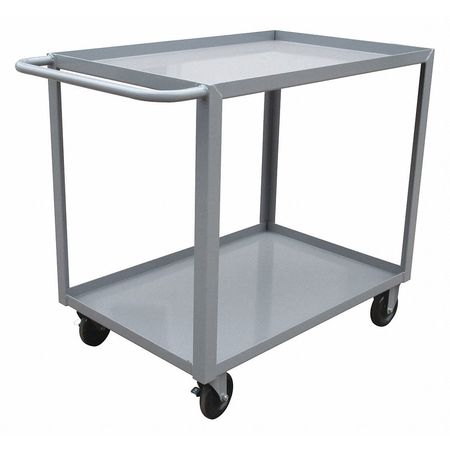 ZORO SELECT Utility Cart with Lipped Metal Shelves, Steel, Flat, 2 Shelves, 1,200 lb 9GEY9