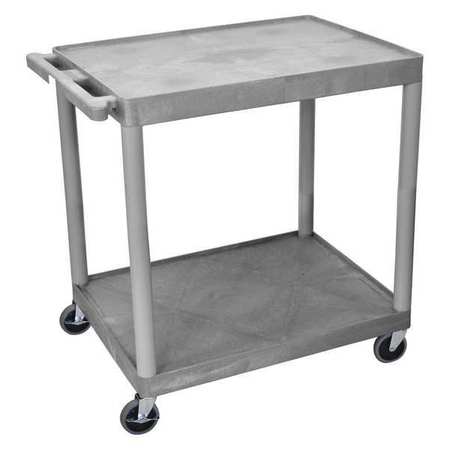 ZORO SELECT Utility Cart with Lipped Plastic Shelves, Polyethylene, Flat, 2 Shelves, 400 lb HE38-G