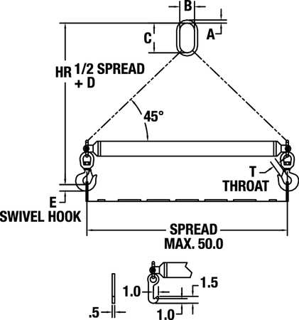 Caldwell Fiberglass Battery Spreader Beam, 4800Lb 36-2.4