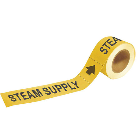 BRADY Pipe Marker, Steam Supply, 1 In.H 20470