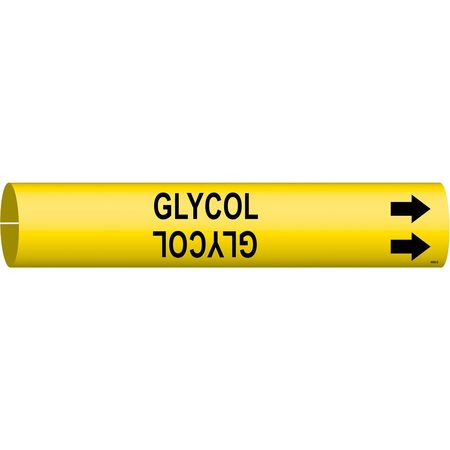 BRADY Pipe Marker, Glycol, Yellow, 4 to 6 In 4068-D