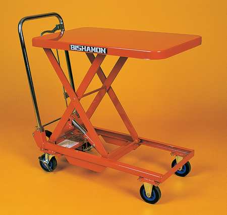 BISHAMON Mobile Scissor Lift Table, Foot Control, 660 lb. Cap BX-25