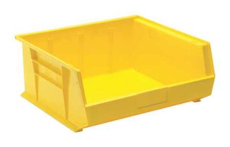 Quantum Storage Systems 75 lb Hang & Stack Storage Bin, Polypropylene, 16 1/2 in W, 7 in H, 14 3/4 in L, Yellow QUS250YL