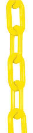 Zoro Select Plastic Chain, Yellow, Outdoor or Indoor, 2 in x 100 ft, Polyethylene, Gloss Finish 50002-100