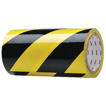 ZORO SELECT Hazard Marking Tape, Roll, 8In W, 54 ft. L 9JWU4