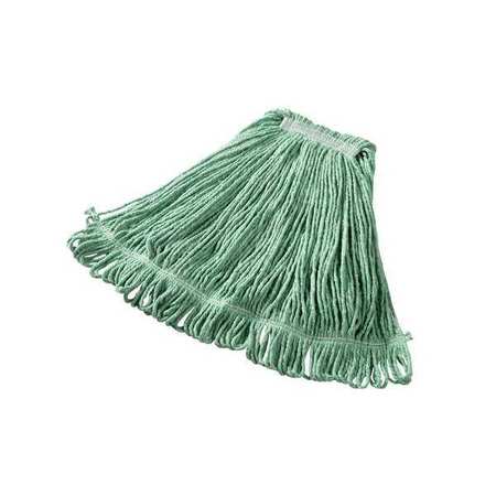 RUBBERMAID COMMERCIAL 1 in String Wet Mop, 18 oz Dry Wt, Slide On Connection, Looped-End, Green, Cotton/Synthetic FGD21306GR00