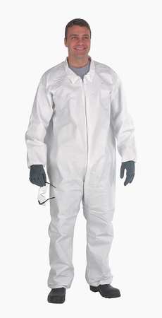 LAKELAND Collared Disposable Coveralls, 2XL, 25 PK, White, SBPP with Laminated Microporous Film, Zipper CTL412-2X