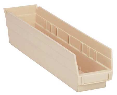 Quantum Storage Systems 50 lb Shelf Storage Bin, Polypropylene, 4 1/8 in W, 4 in H, 17 7/8 in L, Ivory QSB103IV