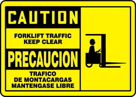 ACCUFORM Spanish-Bilingual Caution Sign, 10" H, 14" W, Plastic, Rectangle, English, Spanish, SBMVHR655MVP SBMVHR655MVP