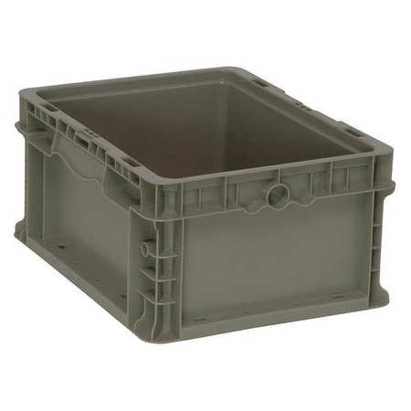 Quantum Storage Systems Straight Wall Container, Gray, Polyethylene, 12 in L, 15 in W, 7 1/2 in H RSO1215-7