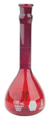 KIMBLE CHASE Volumetric Flask, 100mL, Red, PK6 92822N-100