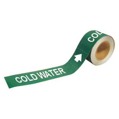 BRADY Pipe Marker, Cold Water, 2 In.H 73872