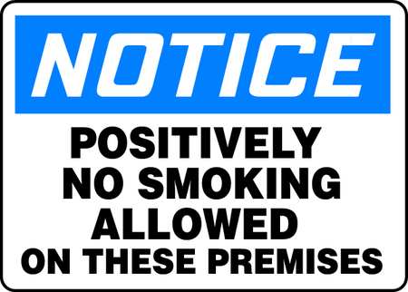 ACCUFORM No Smoking Sign, 7" H, 10" W, Plastic, Rectangle, English, MSMK819VP MSMK819VP