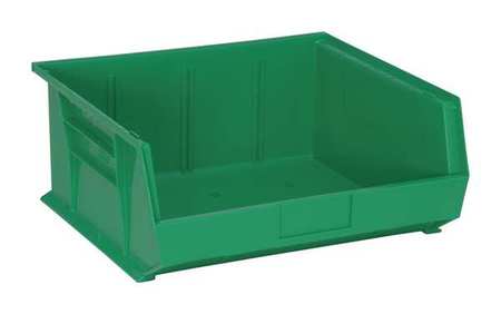 Quantum Storage Systems 75 lb Hang & Stack Storage Bin, Polypropylene, 16 1/2 in W, 7 in H, Green, 14 3/4 in L QUS250GN