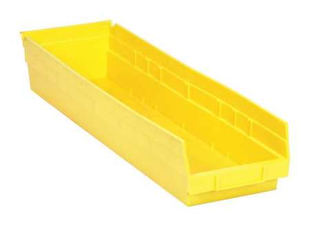 QUANTUM STORAGE SYSTEMS 50 lb Shelf Storage Bin, Polypropylene, 6 5/8 in W, 4 in H, 23 5/8 in L, Yellow QSB106YL