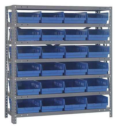 QUANTUM STORAGE SYSTEMS Steel Bin Shelving, 36 in W x 39 in H x 12 in D, 7 Shelves, Blue 1239-107BL