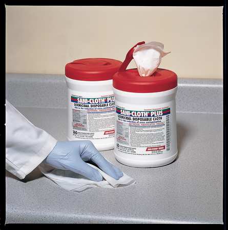 Pdi Germicidal Disinfecting Wipes, White, Canister, 160 Wipes, 6 3/4 in x 6 in, Alcohol Q89072