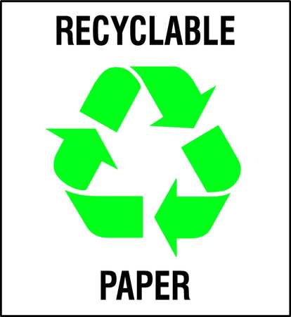Brady Recycling Label, 5 In. W, 5 In. H, PK5 20636FLS