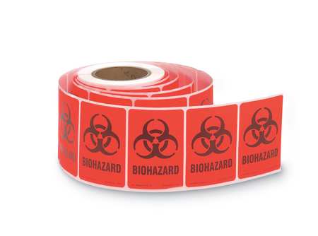 BRADY Biohazard Label, 5" H, 3-1/2"W, PK20 18766LS