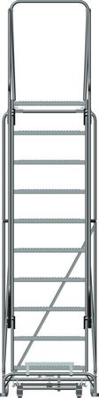 Ballymore 133 in H Steel Rolling Ladder, 10 Steps, 450 lb Load Capacity 103228PSU