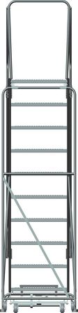 Ballymore 133 in H Steel Rolling Ladder, 10 Steps, 450 lb Load Capacity 103228PSU