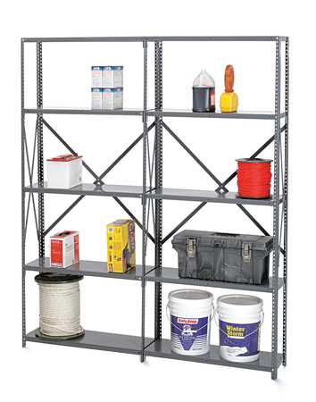 TENNSCO Metal Shelving Unit, 12"D x 48"W x 87"H, 5 Shelves, Carbon Steel QOH5-4812S