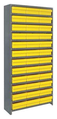QUANTUM STORAGE SYSTEMS Steel Enclosed Bin Shelving, 36 in W x 75 in H x 12 in D, 13 Shelves, Yellow CL1275-801YL