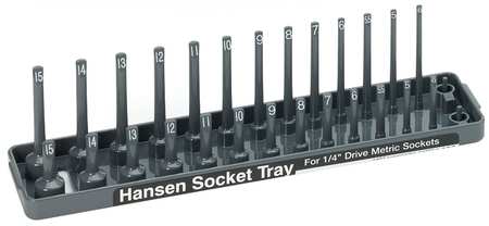 HANSEN Socket Tray, 1/4 In Dr, Metric, Std/Deep 1402