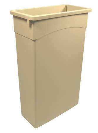 Continental Commercial Products 23 gal Rectangular Trash Can, Beige, 12" Dia, Plastic 8322BE