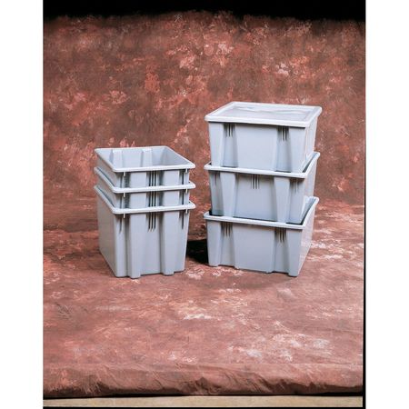 Rubbermaid Commercial 100 lb Hang & Stack Storage Bin, Plastic, 15 1/2 in W, 13 in H, 19 1/2 in L, Gray FG172200GRAY