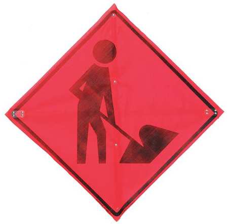 Eastern Metal Signs And Safety Workers Ahead Traffic Sign, 36 in Height, 36 in Width, Polyester, PVC, Diamond, No Text C/36-EMO-3FH-HD MEN WORK SYM