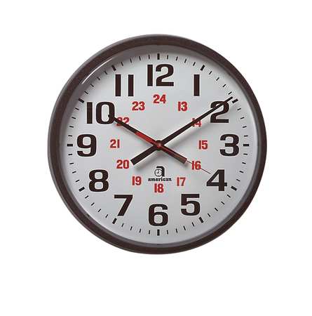 Zoro Select 13-1/8" 24 Hour Face Wall Clock, Black E56BASD324G