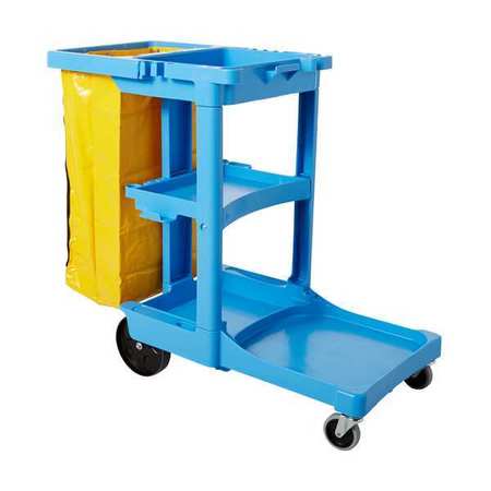 Rubbermaid Commercial Cleaning Cart, Blue, Plastic FG617388BLUE