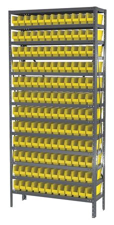 AKRO-MILS Steel Bin Shelving, 36 in W x 79 in H x 12 in D, 13 Shelves, Yellow AS1279110Y