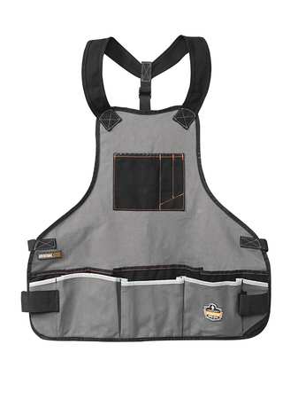 ERGODYNE Tool Apron, Tool Apron, Gray, Cotton, 16 Pockets 13690