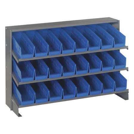 QUANTUM STORAGE SYSTEMS Steel Bench Pick Rack, 36 in W x 21 in H x 12 in D, 3 Shelves, Blue QPRHA-101BL