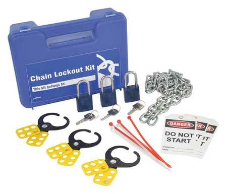 BRADY Portable Lockout Kit, Filled, Valve, 14 LK041R-BLUE