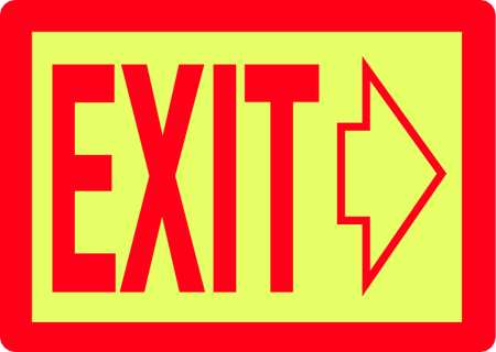 Electromark Exit Sign, English, 14" W, 10" H, Fiberglass, Red, Yellow 24194P