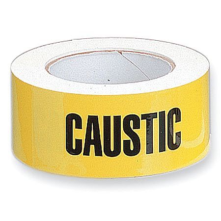 HARRIS INDUSTRIES Pipe Marker, Caustic, Yellow, 2X90FT CAUSTIC 2X90FT CAUSTIC