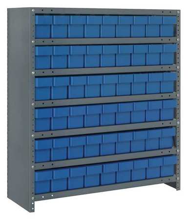 QUANTUM STORAGE SYSTEMS Steel Enclosed Bin Shelving, 36 in W x 39 in H x 18 in D, 7 Shelves, Blue CL1839-604BL